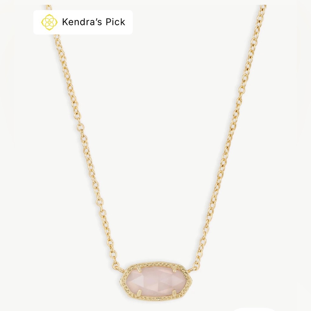 Kendra Scott Elisa Gold Pendant Necklace in Rose Quartz